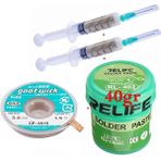 MHM Relıfe RL-402/ Krem Lehim Paste 183°C 40G ve Flux Lehim Toplama ve Cp 3515 Emme Teli Seti