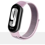 Mi Band 8 , Mi Band 9 ve Mi Band 10 ile Uyumlu Kordon Spor Kumaş Cırt Cırtlı Kayış - Pudra - Pembe