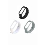 Mi7a Xiaomi Mi Band 3-4 Silikon Kordon 3'lü Set Siyah-beyaz-gri