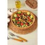 Mia - 23 cm Bambu İkeanatural Salata Kasesi, Sunum Kasesi, Dekoratif Kase, İskandinav Kase