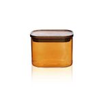 Mia Akasya Dikdörtgen Cam Kavanoz - Amber - 500 Ml