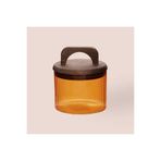 Mia Akasya Kulplu Cam Kavanoz - Amber - 350 Ml
