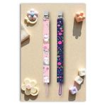 Mia Aurora Unicorn Kedili Pembe Lacivert Mor Çiçek Desenli Emzik Askısı 2li Set BYI45097