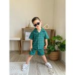 Mia Bambim Çizgili Erkek Bebek T-Shirt Şort Takım Yeşil - 9 - 12 Ay
