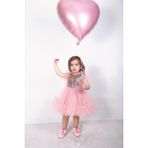 Mia Bambim Daniel Kolları Fırfırlı Payetli Kız Çocuk Özel Gün Elbisesi Pembe - 3 Yaş