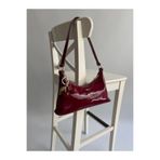 Mia Collection Rugan Baget Model Kadın El ve Omuz Çantası Bordo Cherry Red ( Kiraz Hediyeli )