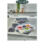 MİA HOME 7 Parça Sızdırmaz Saklama Kabı Kahvaltılık ve Buzluk Saklama Kabı Vakumlu Kapaklı Set