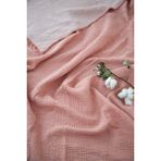 Mia Mina Home & Baby 4 Kat Müslin %100 Pamuk Tek Kişilik Pembe - Ekru 175 x 240 cm Saçaklı Yatak Örtüsü - Pike