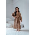 Mia Mina Home Baby 4 Kat Müslin Kapüşonlu Kahverengi Çocuk Bornozu