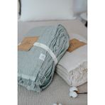 Mia Mina Home & Baby 4 Kat Müslin Tek Kişilik %100 Pamuk Haki - Ekru 175 x 240 cm Saçaklı Yatak Örtüsü - Pike