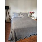 Mia Mina Home & Baby Battal Boy Antrasit - Ekru 4 Kat Muslin %100 Pamuk Yatak Örtüsü - Pike - 240 x 260 cm - Antrasit - Gri
