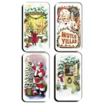 Mia Pera 4 lü Simli Yılbaşı Magnet Noel Baba Kardan Adam Hediye Magnet (5,5 x 11 cm)