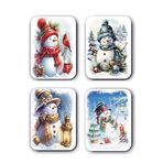 Mia Pera 4 lü Simli Yılbaşı Magneti Yeniyıl Noel Kardan Adam (5,5 x 8 cm)