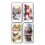 Mia Pera 4 lü Simli Yılbaşı Noel Kardan Adam Çam Ağacı Hediye Magnet (5,5 x 11 cm)