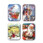 Mia Pera 4 lü Simli Yılbaşı Noel Kardan Adam Çam Ağacı Yeniyıl Hediye Magnet (5,5 x 8 cm)
