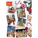 Mia Pera 6 Lı Simli Yılbaşı Kartpostal Seti Yeni yıl Kış Manzara Kardan adam Noel Baba Nostalji