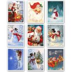 Mia Pera 9lu Simli Yılbaşı Kartpostal Seti Yeniyıl Postcard Christmas Noel Kardan Adam Noel Baba Nostalji