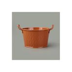 Mia Prizma Terracota Kulplu Galvaniz Saksı - Kiremit - 11X18x18 Cm
