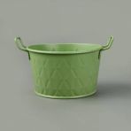 Mia Prizma Terracota Kulplu Galvaniz Saksı - Yeşil - 18 Cm