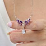 Mia Vento Ametist Taşlı Melek Masalı Rosegold Gümüş Kolye
