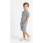 MiaBaby Bürümcük Gömlek Şort 2li Takım - 6 - 7 Yaş - Indigo