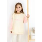 MiaBaby Diversity Baskılı Unisex Sweatshirt - 7 - 8 Yaş - Ekru - Pembe