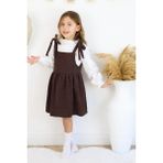 MiaBaby Fitilli Kadife Elbise Ikili Takım - 1 - 2 Yaş - Kahverengi