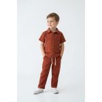 MiaBaby Gofreli Yazlık Gömlek 2li Takım - 3 - 4 Yaş - Kiremit
