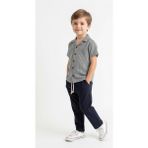 MiaBaby Kabartma Çizgili Gömlek 2li Takım - 8 - 9 Yaş - Haki
