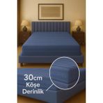 Miabella Home %100 Pamuk Armürlü Çift Kişilik Lastikli Çarşaf Fitted Yumuşak Dokulu Tek Kişilik Lastikli Çarşaf - Lacivert - 100 x 200