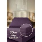 Miabella Home %100 Pamuk Armürlü Çift Kişilik Lastikli Çarşaf Fitted Yumuşak Dokulu Tek Kişilik Lastikli Çarşaf - Mor - 100 x 200