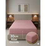 Miabella Home %100 Pamuk Armürlü Çift Kişilik Lastikli Çarşaf Fitted Yumuşak Dokulu Tek Kişilik Lastikli Çarşaf - Pembe - 100 x 200