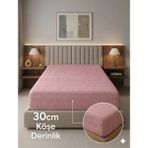 Miabella Home %100 Pamuk Armürlü Çift Kişilik Lastikli Çarşaf Fitted Yumuşak Dokulu Tek Kişilik Lastikli Çarşaf - Pembe - 180 x 200