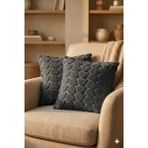 Miabella Home 2'li Peluş Kalp Desenli Kırlent Kılıfı 45X45 cm | Fermuarlı Dekoratif Yastık Kılıfı - Antrasit - 45 x 45