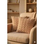 Miabella Home 2'li Peluş Kalp Desenli Kırlent Kılıfı 45X45 cm | Fermuarlı Dekoratif Yastık Kılıfı - Bej - 45 x 45