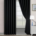 Miabella Home Blackout,Karartma Fon Perde,Ekstrafor Büzgülü,Işık Geçirmez,Kornişli,Tek Kanat Güneşlik Fon Perde - Siyah - 140 x 250 cm