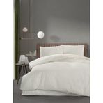 Miabella Home Çizgili Çift Kişilik Pamuk Saten Nevresim Takımı Otel Tipi Nevresim Seti (Pamuklu Saten) - Krem - 200 x 220 cm