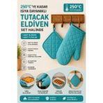 Miabella Home Fırın Eldiveni Fırın Tutacağı Premium Isı Geçirmez Mutfak Eldiveni Tutacak Isıya Dayanıklı Eldiven - 17 x 27 - Turkuaz