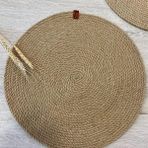 Miabella Home Hasır Supla, Amerikan Servis, Hasır Jüt Örgü Supla,yuvarlak,tabak Altlığı 33 x 33 cm - 33 x 33 cm - Bej