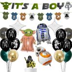 Miafoire Star War It's A Boy Dekorasyon Seti, Star Wars Bebek Duş Süslemeleri, Bir Erkek Çocuk için Bebek Yoda Bebek Duş Malzemeleri, Keçe It's A Boy Afişleri/Uzay Uzaylı Folyo Balonlar/Yıldız Savaşı Pasta Üstü