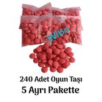 Miajima Plastik Oyun Piyonu Taşı Go Oyunu-Mangala Oyun Taşı ve Kutu Oyun Taşları 240 Adet Kırmızı