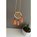 Miamantra Rattan Kasnaklı El Yapımı Araba Süsü/kapı Süsü Düş Kapanı/dreamcatcher-Turuncu-7 cm Çap