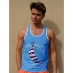 Miami Beach Desenli Erkek Atlet Sıfır Kol Nefes Alan Kumaş Renkli Polyester Malzeme