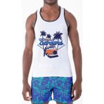Miami Beach Dijital Baskılı Nefes Alan Clima Control Kumaş Erkek Askılı Plaj T-Shirt Atlet - Mb0387 - Beyaz