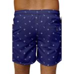 Miami Beach Marin Beyaz Desenli Büyük Beden Standart Boy Erkek Mayo Deniz Şortu - 7XL