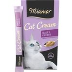 MIAMOR - Cat Snack (Cream) | Yetişkin kedileri şımartmak için atıştırmalık. Şekersiz ve yapay katkı maddesi içermeyen porsiyon torbasında tamamlayıcı mama | 11 x 6 x 15 g Malt-Cream & peynir