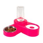 Miapet 1000 ml Fuşya Köşeli Ayarlanabilir Hazneli Çelik Taslı Kedi Köpek Mama ve Su Kabı