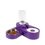 Miapet 1000 ml Mor Köşeli Ayarlanabilir Hazneli Çelik Taslı Kedi Köpek Mama ve Su Kabı Seti