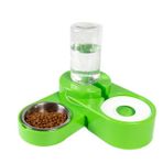 Miapet 1000 ml Yeşil Köşeli Ayarlanabilir Hazneli Çelik Taslı Kedi Köpek Mama ve Su Kabı