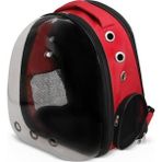 Miapet 42x22x33 cm Kırmızı Şeffaf Astronot Kedi Köpek Taşıma Çantası